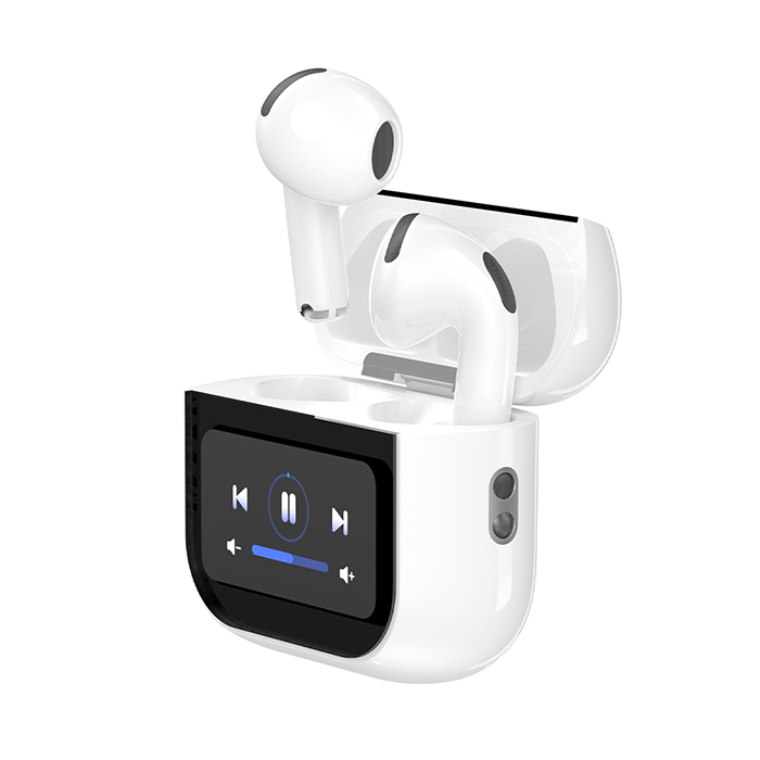 Bluetooth ακουστικά handsfree με θήκη ασύρματης φόρτισης και οθόνη, σε λευκό χρώμα - XO X42 PRO 6TH GENERATION - Image 2