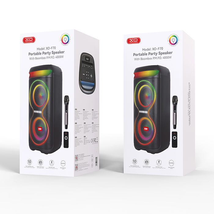 Ηχείο Bluetooth με ασύρματο μικρόφωνο, τηλεχειριστήριο και RGB φωτισμό - XO F70 - Image 4