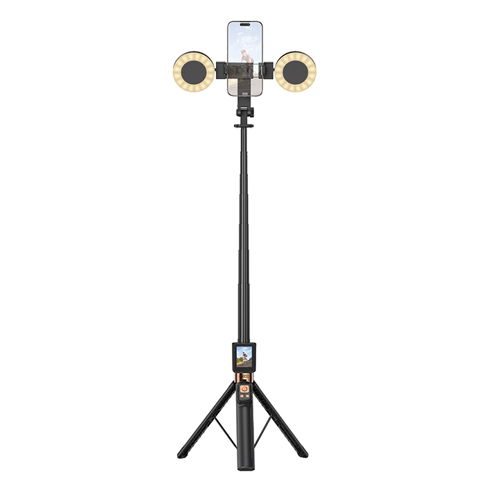 Bluetooth selfie stick με τηλεχειριστήριο και αποσπώμενα ring lights - XO SS23