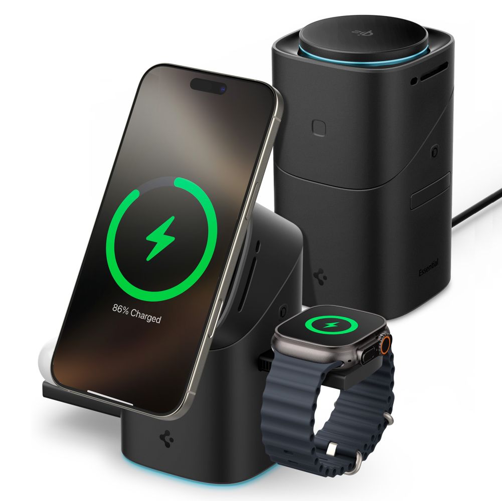 SPIGEN ESSENTIAL EF223MS 3IN1 QI2 ROTARY MAGNETIC MAGSAFE WIRELESS CHARGER BLACK EAN: 8800283303773 ACH09542
