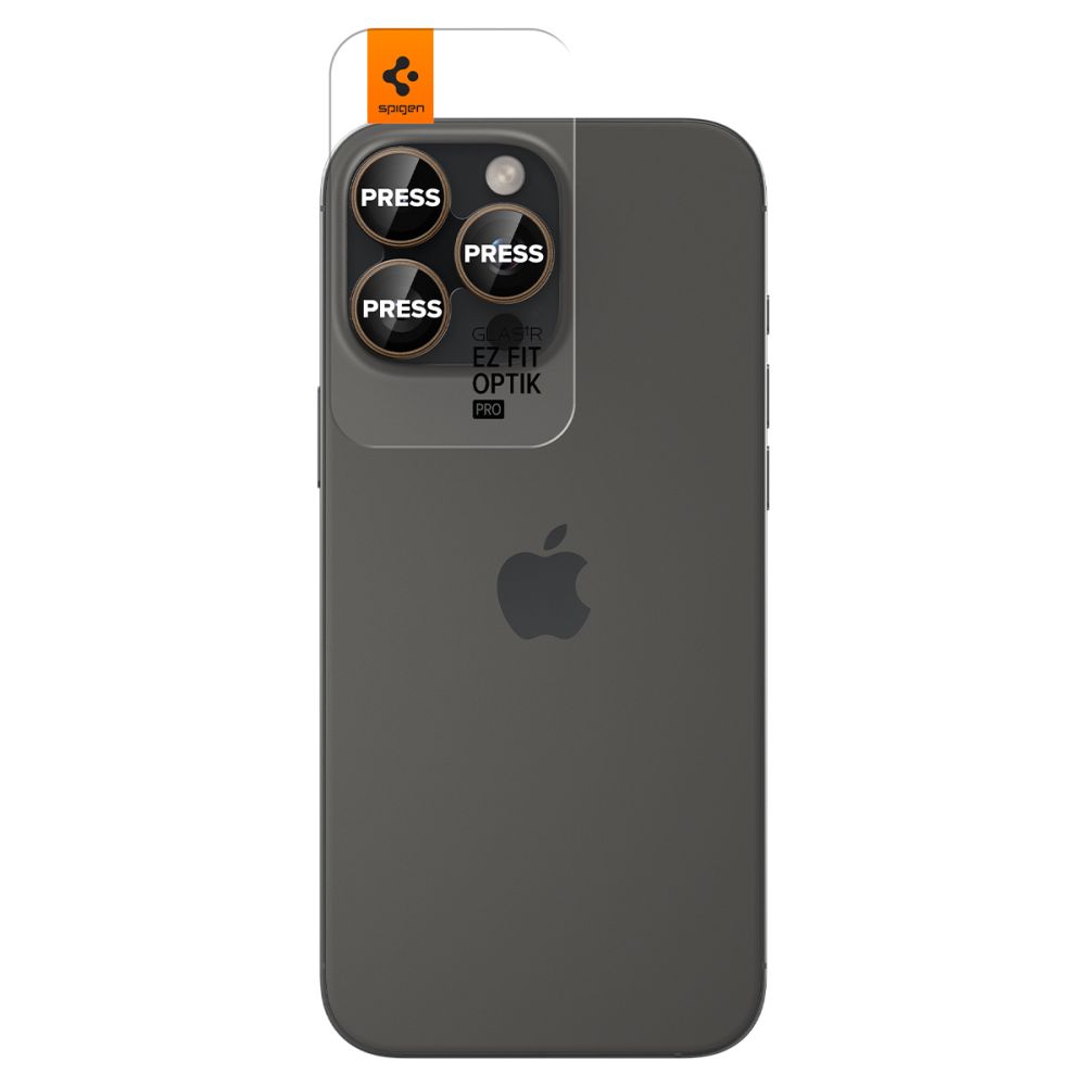 SPIGEN OPTIK PRO GLAS.TR ”EZ FIT” CAMERA PROTECTOR 2-PACK IPHONE 16 PRO / MAX / 17 PRO / MAX DESERT TITANIUM AGL08862 - Image 6