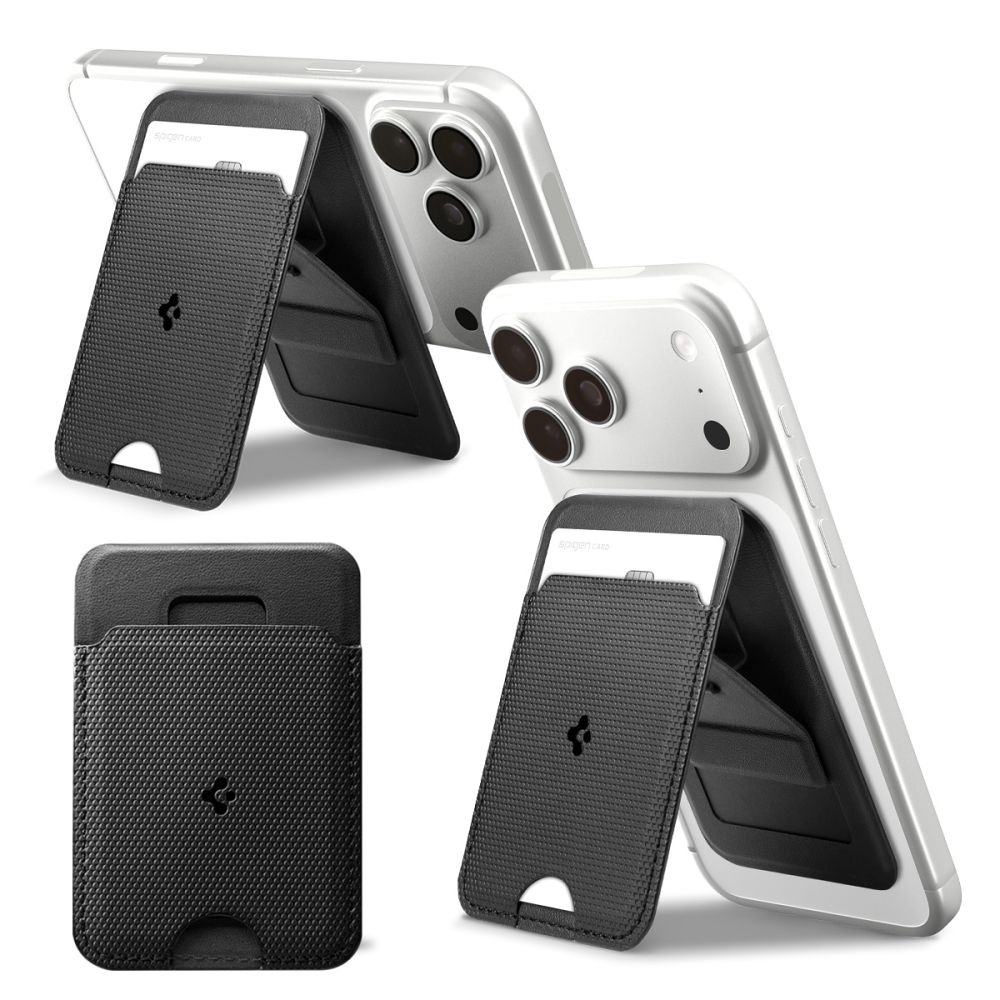 SPIGEN S314-1 SLIM FOLD TRIPOD MAGSAFE UNIVERSAL MAGNETIC CARD HOLDER BLACK EAN: 8800283315370 AFA10405
