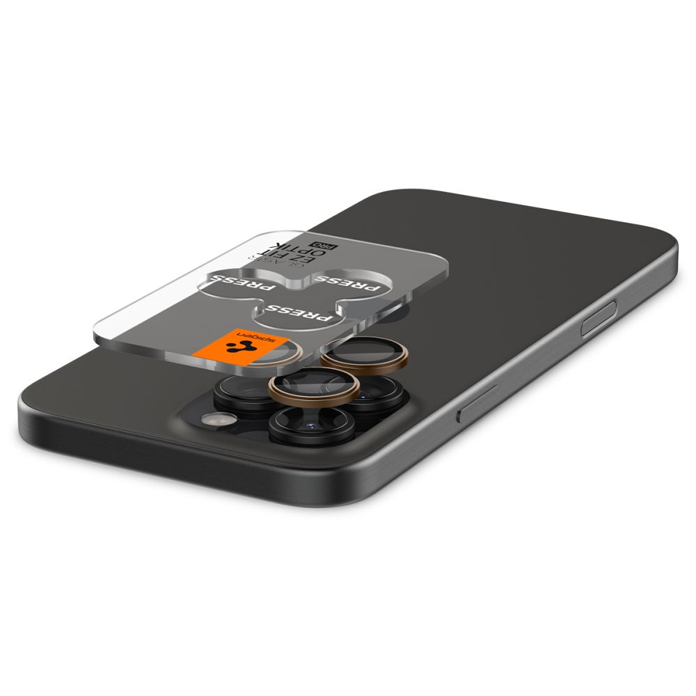 SPIGEN OPTIK PRO GLAS.TR ”EZ FIT” CAMERA PROTECTOR 2-PACK IPHONE 16 PRO / MAX / 17 PRO / MAX DESERT TITANIUM AGL08862 - Image 7