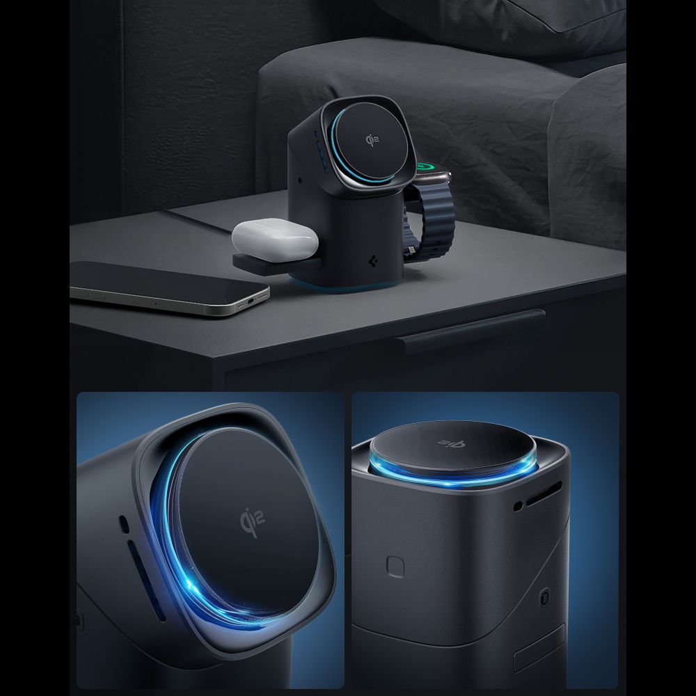 SPIGEN ESSENTIAL EF223MS 3IN1 QI2 ROTARY MAGNETIC MAGSAFE WIRELESS CHARGER BLACK EAN: 8800283303773 ACH09542 - Image 6