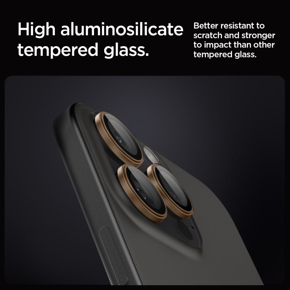 SPIGEN OPTIK PRO GLAS.TR ”EZ FIT” CAMERA PROTECTOR 2-PACK IPHONE 16 PRO / MAX / 17 PRO / MAX DESERT TITANIUM AGL08862 - Image 10
