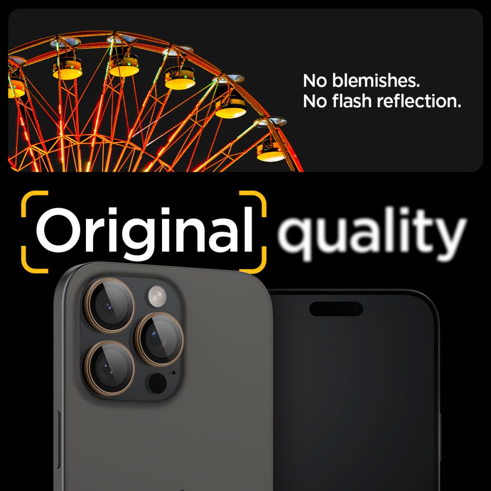SPIGEN OPTIK PRO GLAS.TR ”EZ FIT” CAMERA PROTECTOR 2-PACK IPHONE 16 PRO / MAX / 17 PRO / MAX DESERT TITANIUM AGL08862 - Image 3