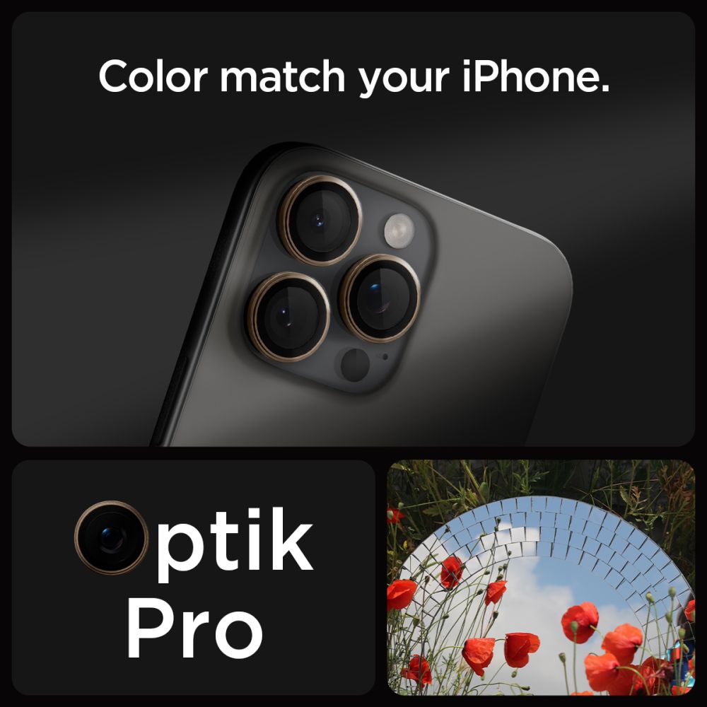 SPIGEN OPTIK PRO GLAS.TR ”EZ FIT” CAMERA PROTECTOR 2-PACK IPHONE 16 PRO / MAX / 17 PRO / MAX DESERT TITANIUM AGL08862 - Image 4
