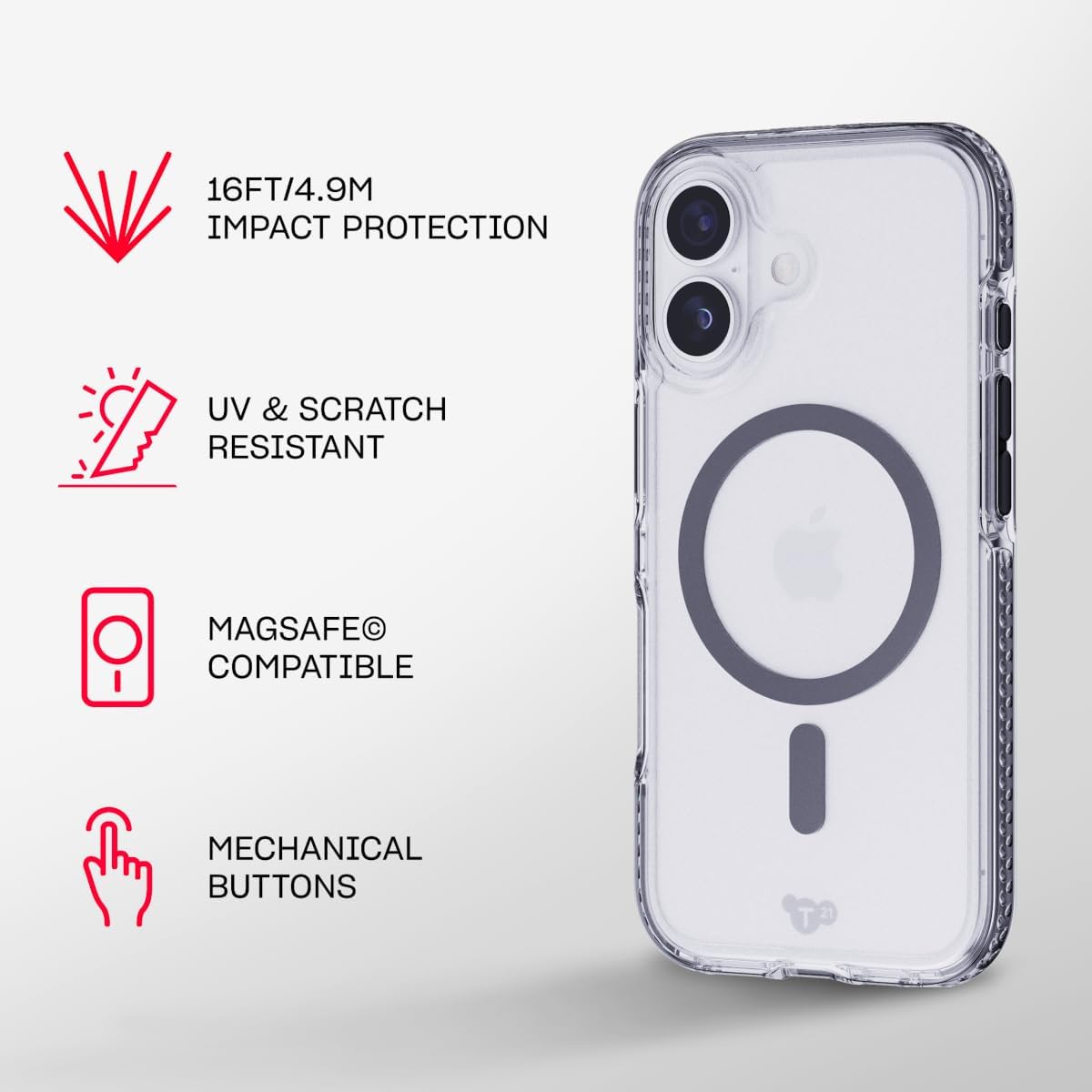 TECH21 IPHONE 17 CASE (T21-11304) EVOCRYSTAL W/MAGSAFE-CLEAR/BLACK - Image 5