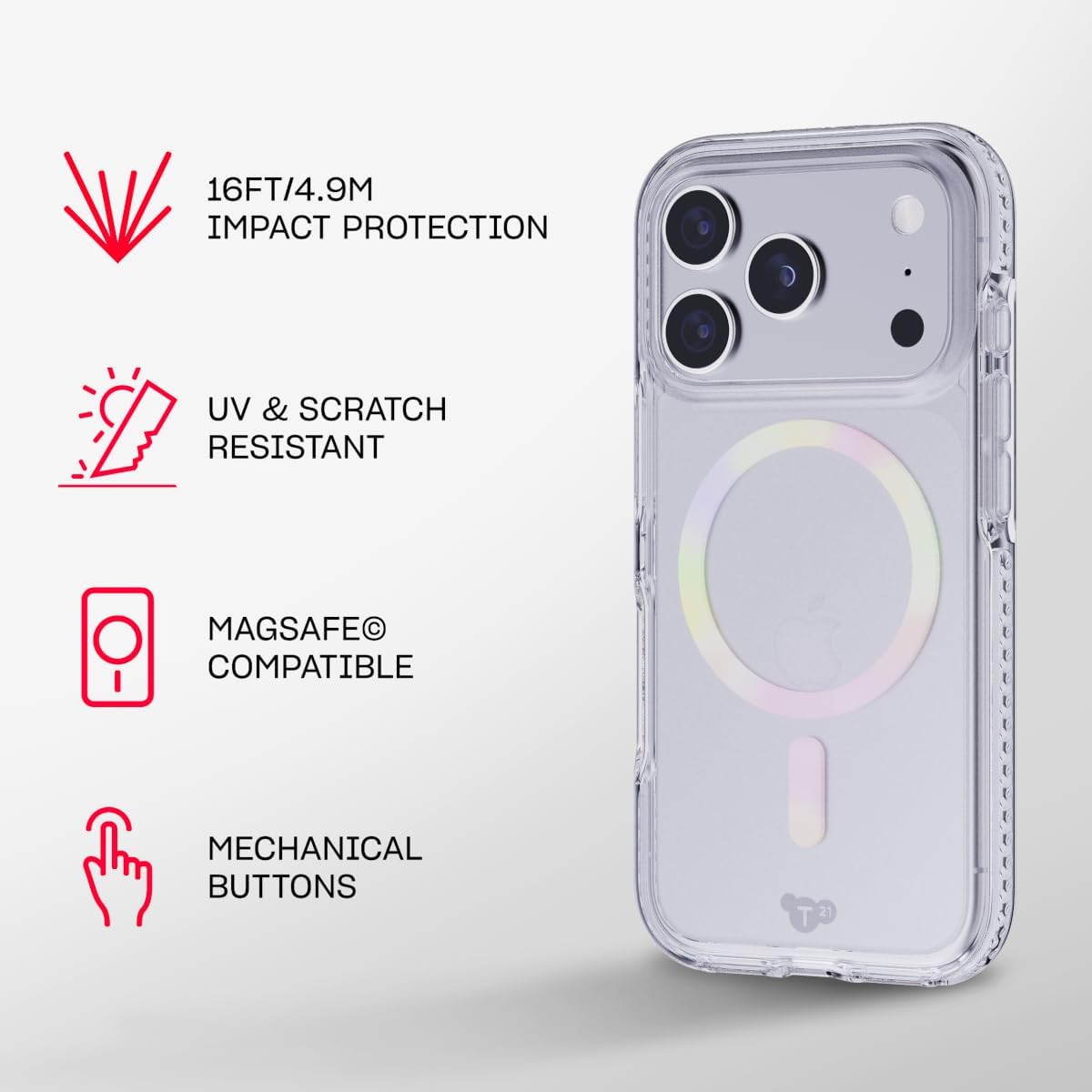 TECH21 IPHONE 17 PRO CASE (T21-11353) EVOCRYSTAL W/MAGSAFE IRIDESCENT - Image 5