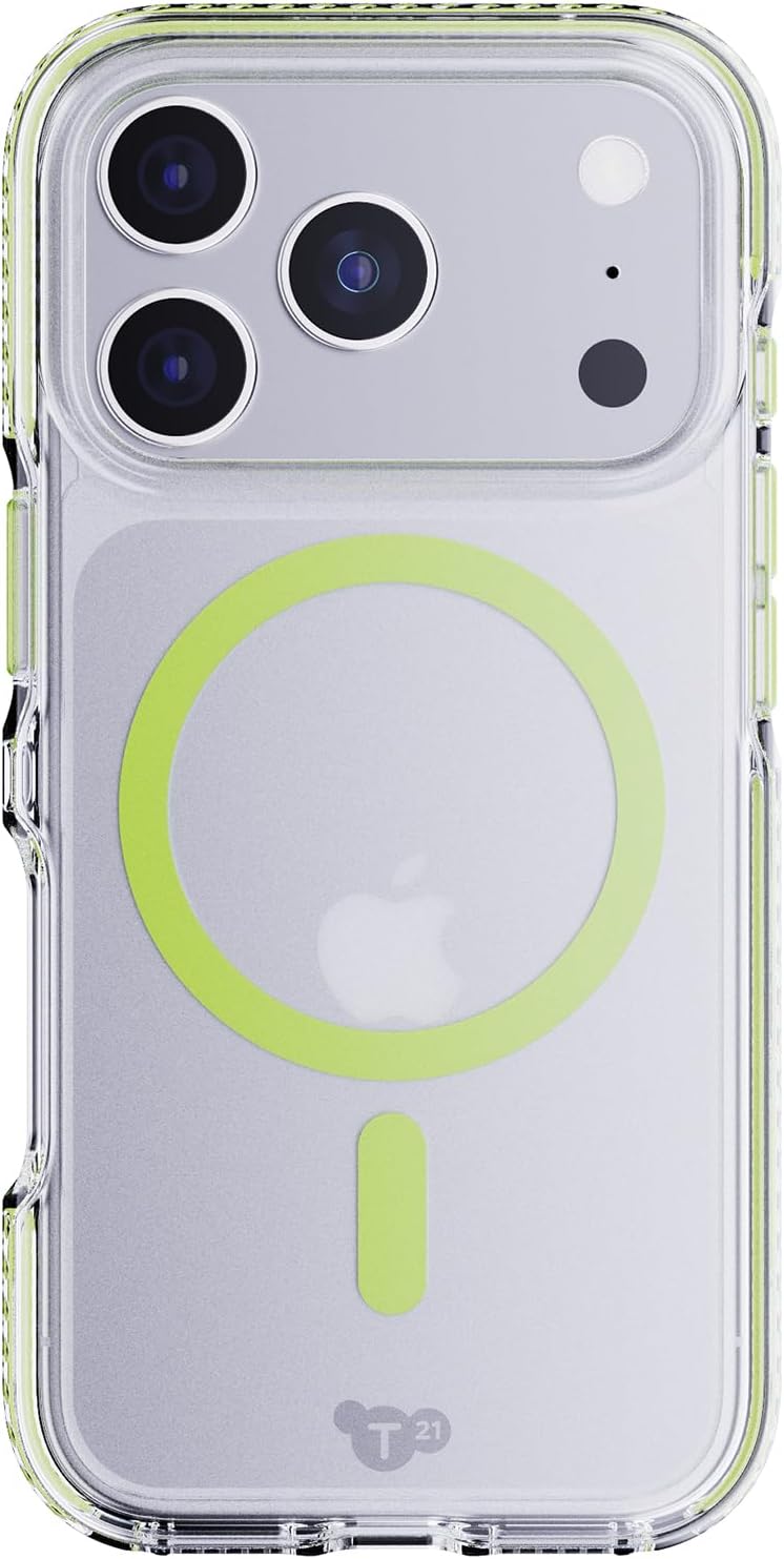 TECH21 IPHONE 17 PRO CASE (T21-11396) EVOCRYSTAL W/MAGSAFE CLEAR/GLOW GREEN