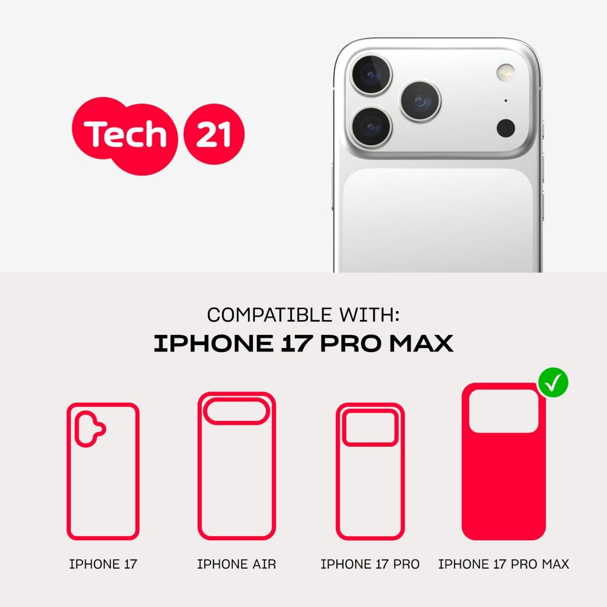 TECH21 IPHONE 17 PRO MAX CASE (T21-11335) EVOCRYSTAL W/MAGSAFE-CLEAR/BLACK - Image 6