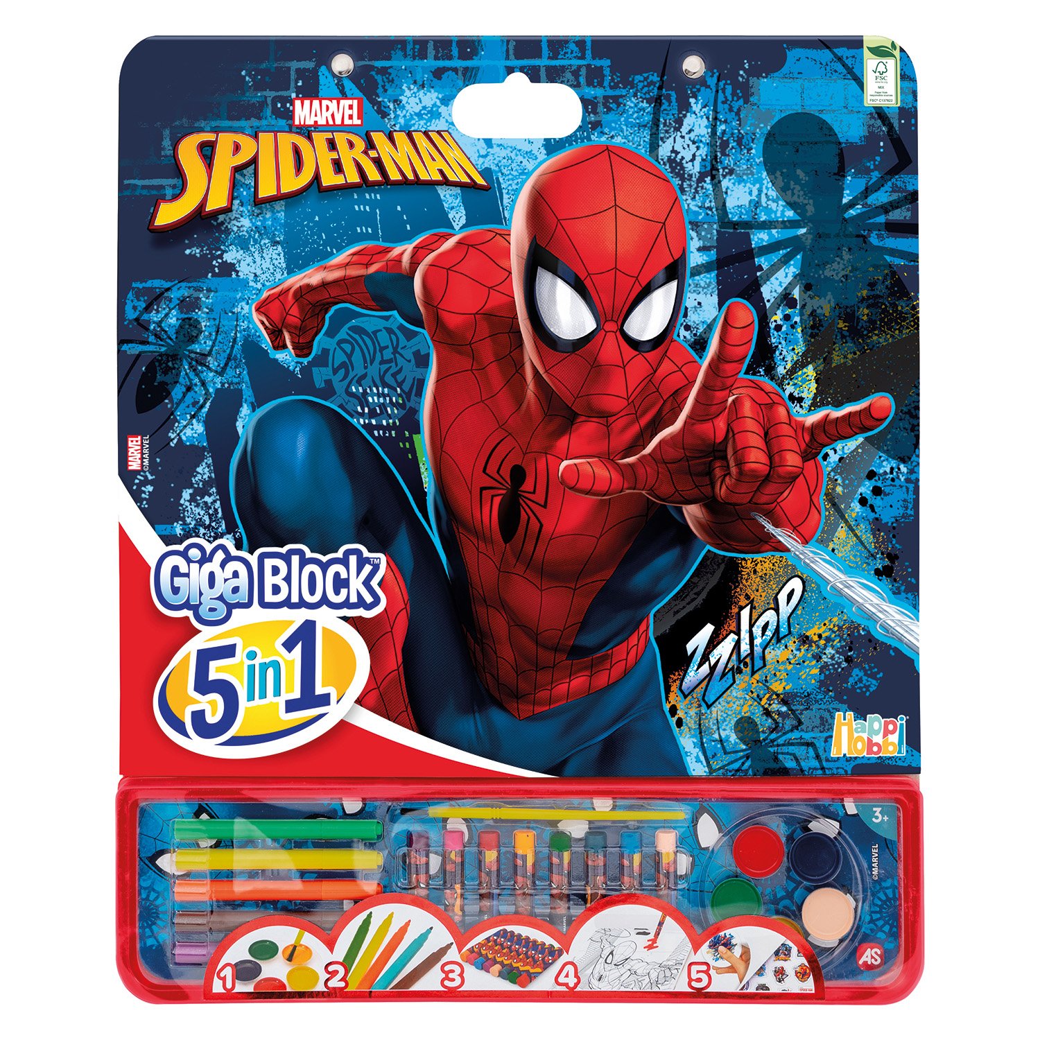 Giga Block Σετ Ζωγραφικής Marvel Spiderman 5 Σε 1 Για 3+ Χρονών