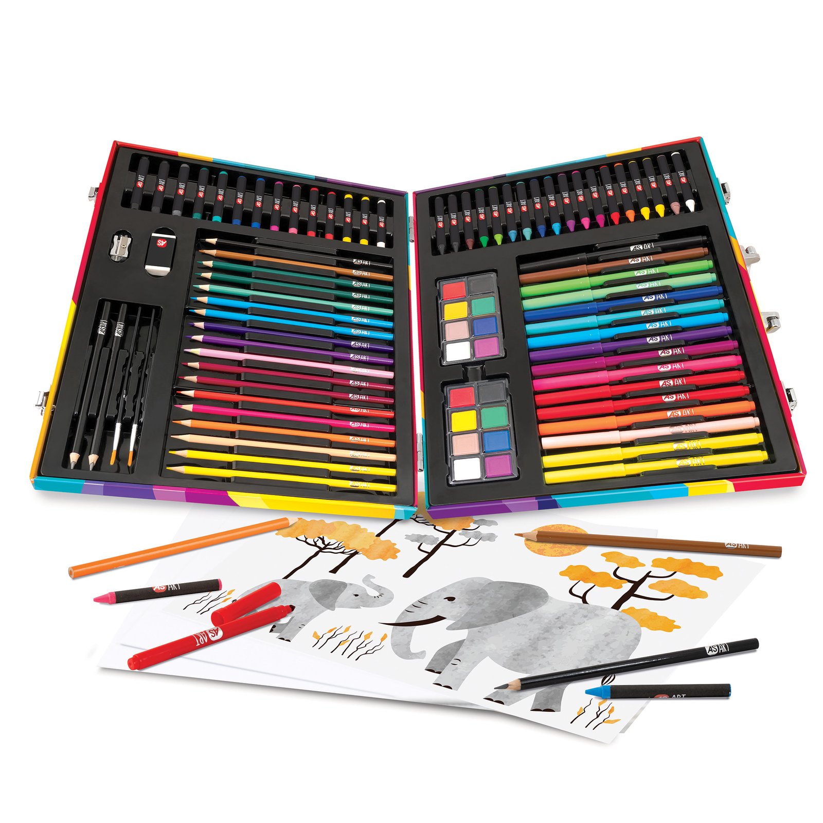 HappiHobbi Κασετίνα Ζωγραφικής Deluxe Rainbow Με 100 Αξεσουάρ Για 3+ Χρονών - Image 2