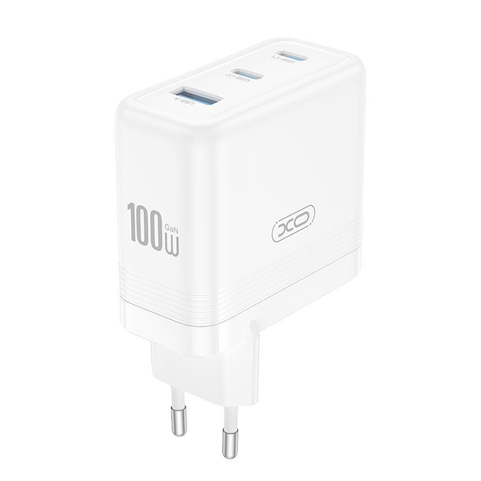 Universal φορτιστής GaN με 3 εξόδους, 2x USB-C & 1x USB-A, σε λευκό χρώμα - XO CE35 (EU)