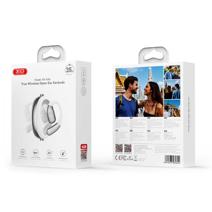 Bluetooth ακουστικά handsfree με τεχνολογία ΑΙ για αυτόματη μετάφραση ομιλίας, σε λευκό χρώμα - XO G36 WHITE COLOR - Image 2