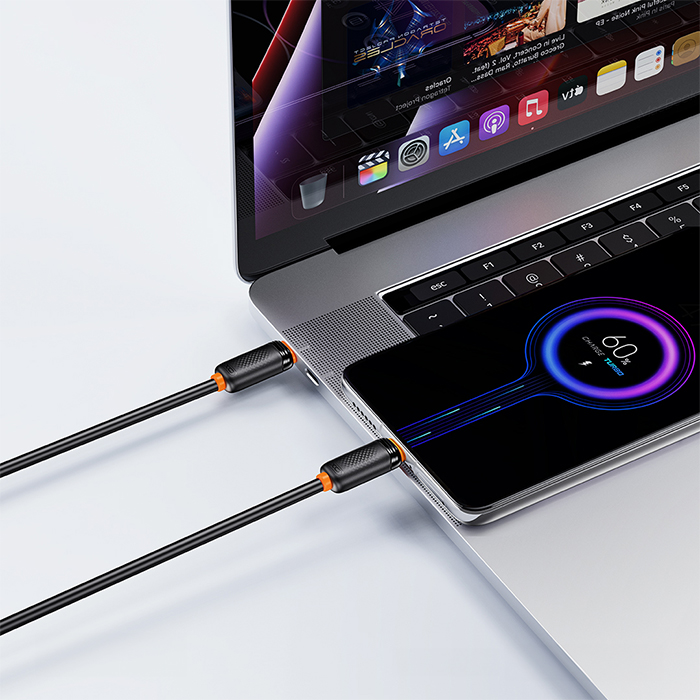 Καλώδιο USB High-Speed Τype-C αρσ. - USB Type-C αρσ. 60W, 1.00m σε μαύρο χρώμα - XO NB-Q302B BLACK - Image 4