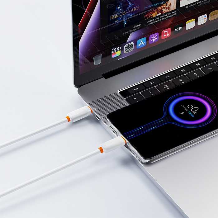 Καλώδιο USB High-Speed Τype-C αρσ. - USB Type-C αρσ. 60W, 1.00m σε λευκό χρώμα - XO NB-Q302B WHITE - Image 4