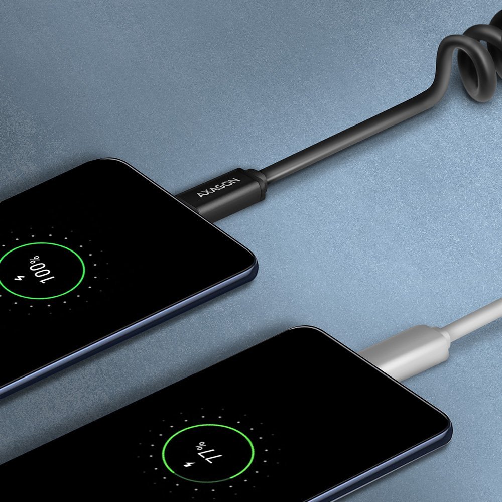 AXAGON BUCM-AM10TB TWISTER CABLE USB-C USB-A, 0,6M, USB 2.0, 2.4A, ALU, PVC, BLACK - Image 5