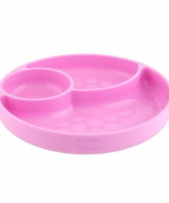 Chicco Πιάτο Σιλικόνης με Χωρίσματα Ροζ Για 12+ Μηνών
