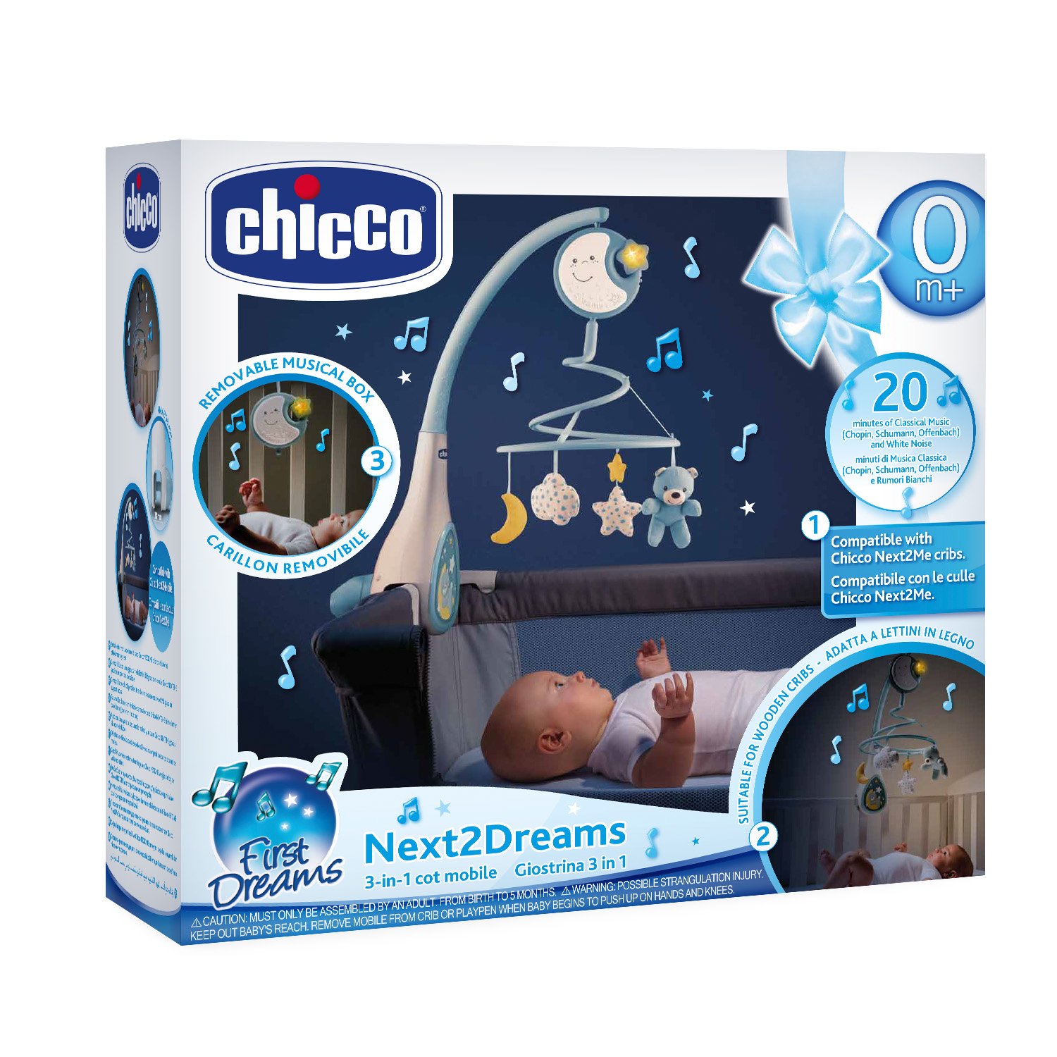 Chicco Βρεφικό Περιστρεφόμενο Κούνιας με Μελωδίες 3 σε 1 Next2Dreams Σιέλ Για 0+ - Image 2