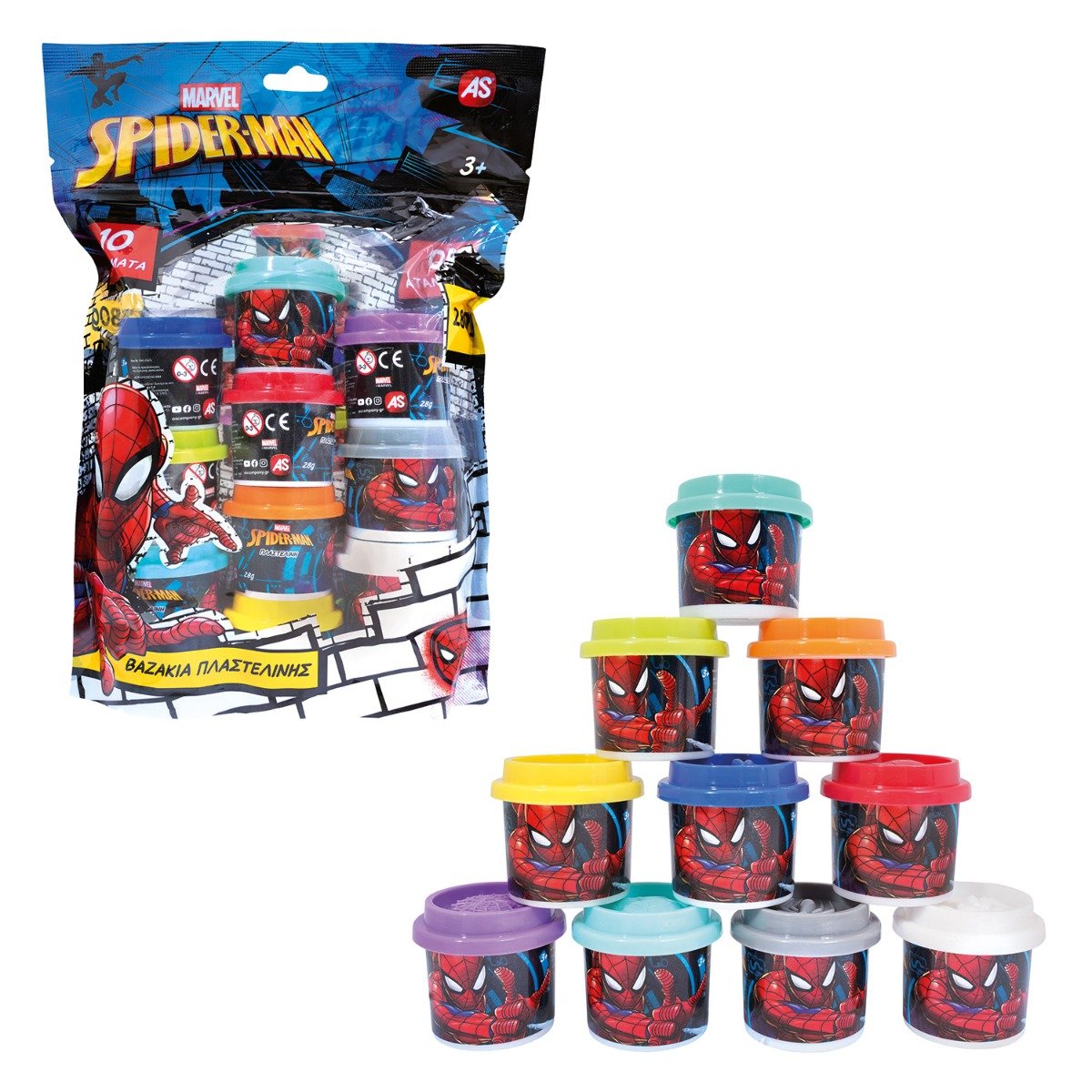 AS Πλαστελίνη Marvel Spiderman Σακουλάκι Με 10 Βαζάκια Και Καπάκια Καλουπάκια 280gr Για 3+ Χρονών - Image 4