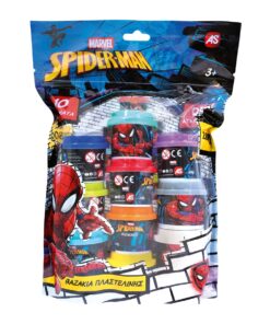 AS Πλαστελίνη Marvel Spiderman Σακουλάκι Με 10 Βαζάκια Και Καπάκια Καλουπάκια 280gr Για 3+ Χρονών
