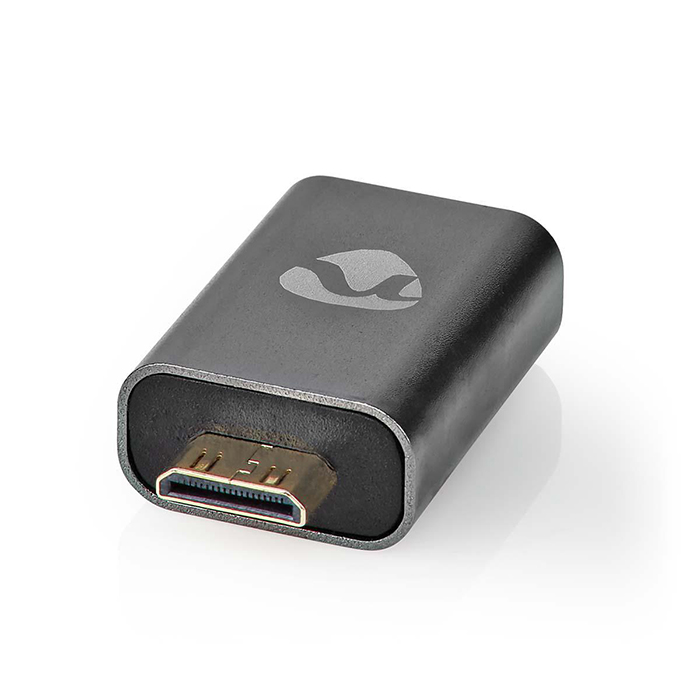 Αντάπτορας High Speed HDMI with Ethernet, HDMI mini αρσ. - HDMI θηλ, με επίχρυσες επαφές σε γκρι χρώμα. - NEDIS CVTB34906GY - Image 2