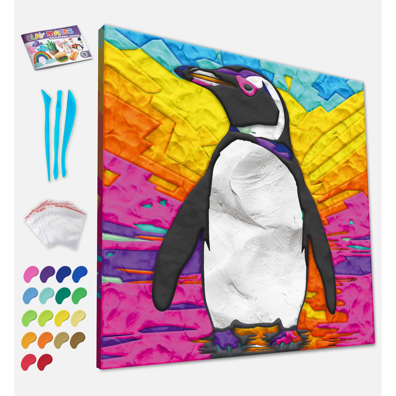 Splat Planet Σετ Ζωγραφικής με Πηλό "Penguin" σε Καμβά 30x30cm