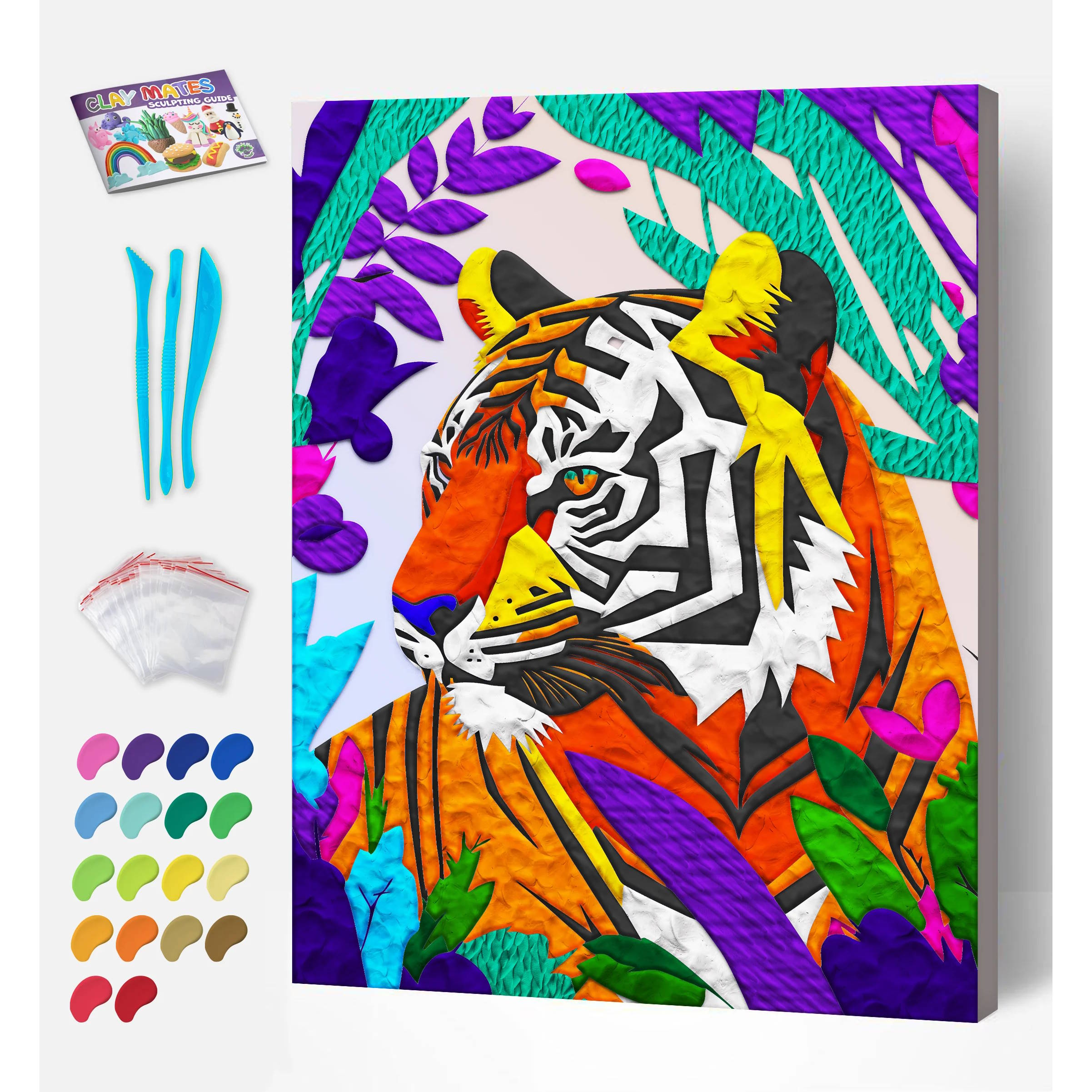 Splat Planet Σετ Ζωγραφικής με Πηλό "Tiger" σε Καμβά 30x30cm