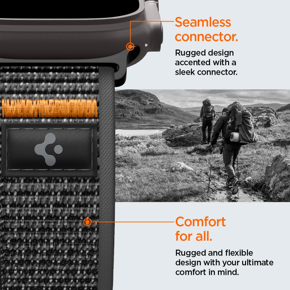 SPIGEN ATHLEX AIR 2 APPLE WATCH 8 / 9 / 10 / 11 / SE / ULTRA (44 / 45 / 46 / 49 MM) ACTIVE BLACK / ORANGE AMP10607 - Image 5