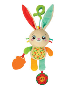 Baby Clementoni Βρεφικό Λούτρινο Λαγουδάκι Βόλτας με Κλιπ Για 0+ Μηνών