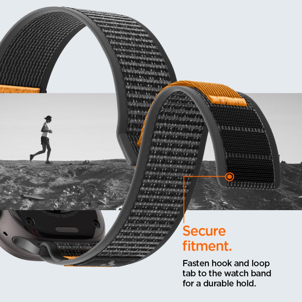 SPIGEN ATHLEX AIR 2 APPLE WATCH 8 / 9 / 10 / 11 / SE / ULTRA (44 / 45 / 46 / 49 MM) ACTIVE BLACK / ORANGE AMP10607 - Image 2