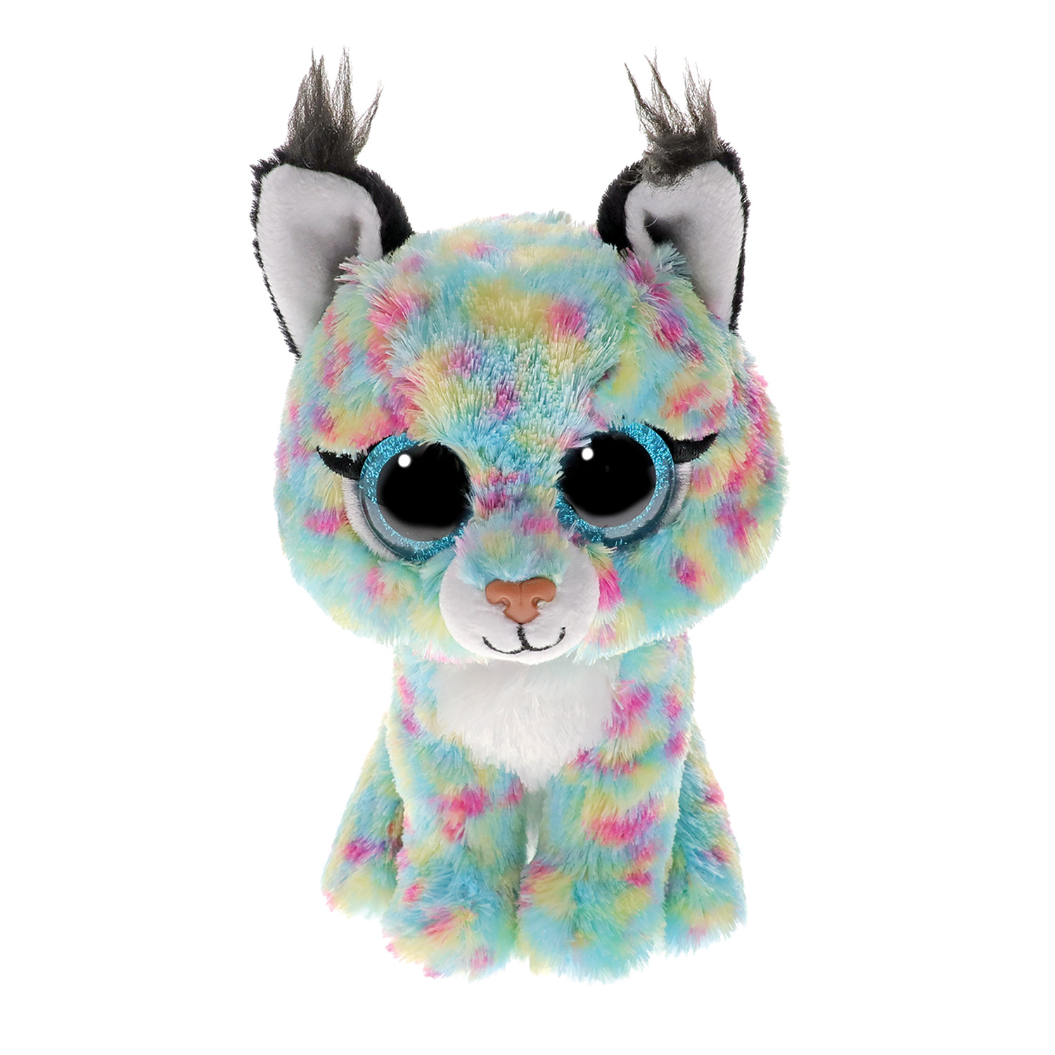 ΤΥ Χνουδωτό Beanie Boos Γατούλα Τιρκουάζ με πολύχρωμες βουλίτσες 15εκ