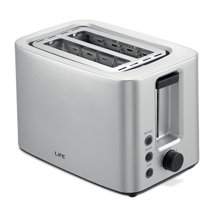 Αυτόματη φρυγανιέρα 2 θέσεων, 750W - LiFE CRUNCHY Silver Matt Series