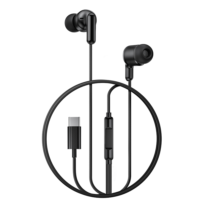 Ενσύρματα In-Ear ακουστικά με μικρόφωνο και βύσμα USB-C, σε μαύρο χρώμα - XO EP84 BLACK COLOR