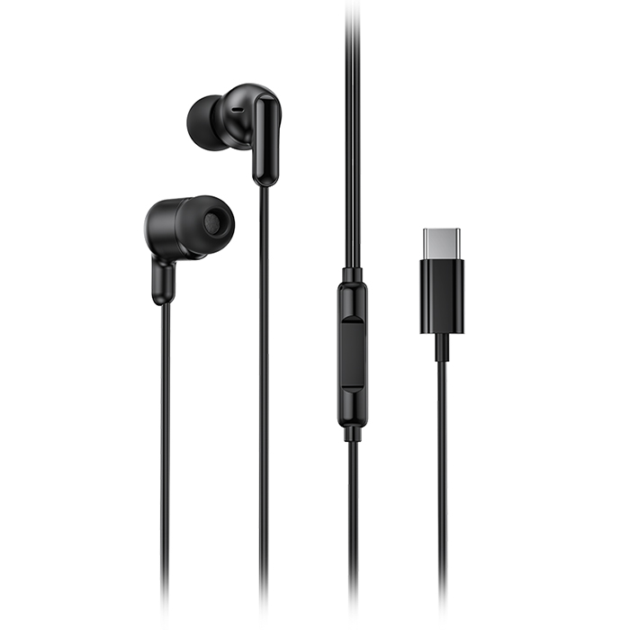 Ενσύρματα In-Ear ακουστικά με μικρόφωνο και βύσμα USB-C, σε μαύρο χρώμα - XO EP84 BLACK COLOR - Image 2