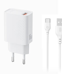 Universal φορτιστής USB-A, 18W και αποσπώμενο καλώδιο USB type-C σε λευκό χρώμα - XO L159