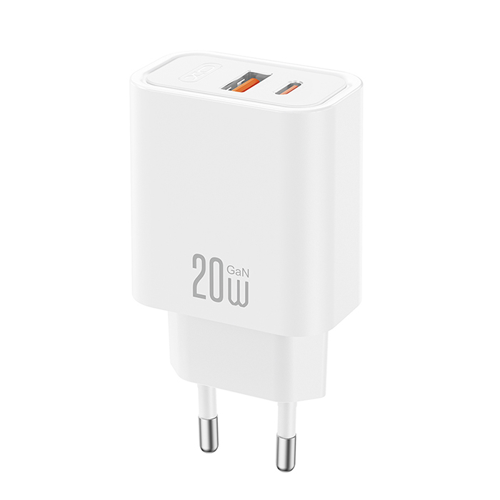 Universal φορτιστής με 2 εξόδους, 1x USB-A & 1x USB-C, 20W σε λευκό χρώμα - XO CE40