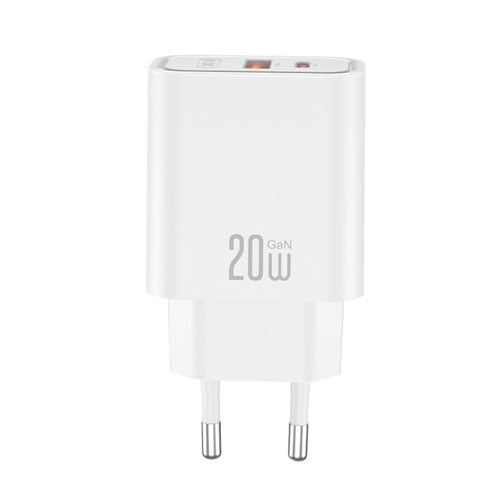 Universal φορτιστής με 2 εξόδους, 1x USB-A & 1x USB-C, 20W σε λευκό χρώμα - XO CE40 - Image 2