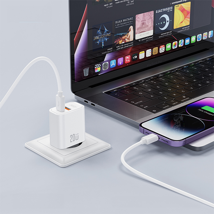 Universal φορτιστής με 2 εξόδους, 1x USB-A & 1x USB-C, 20W σε λευκό χρώμα - XO CE40 - Image 4