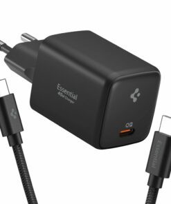 SPIGEN EE451EU ESSENTIAL 1-PORT NETWORK CHARGER 45W + TYPE-C CABLE BLACK (ACH09474)