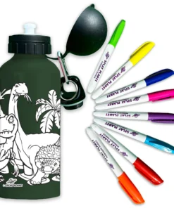 Splat Planet Παιδικό Παγούρι Αλουμινίου Ζωγραφικής "Dinosaur" με Ανεξίτηλους Μαρκαδόρους 600ml