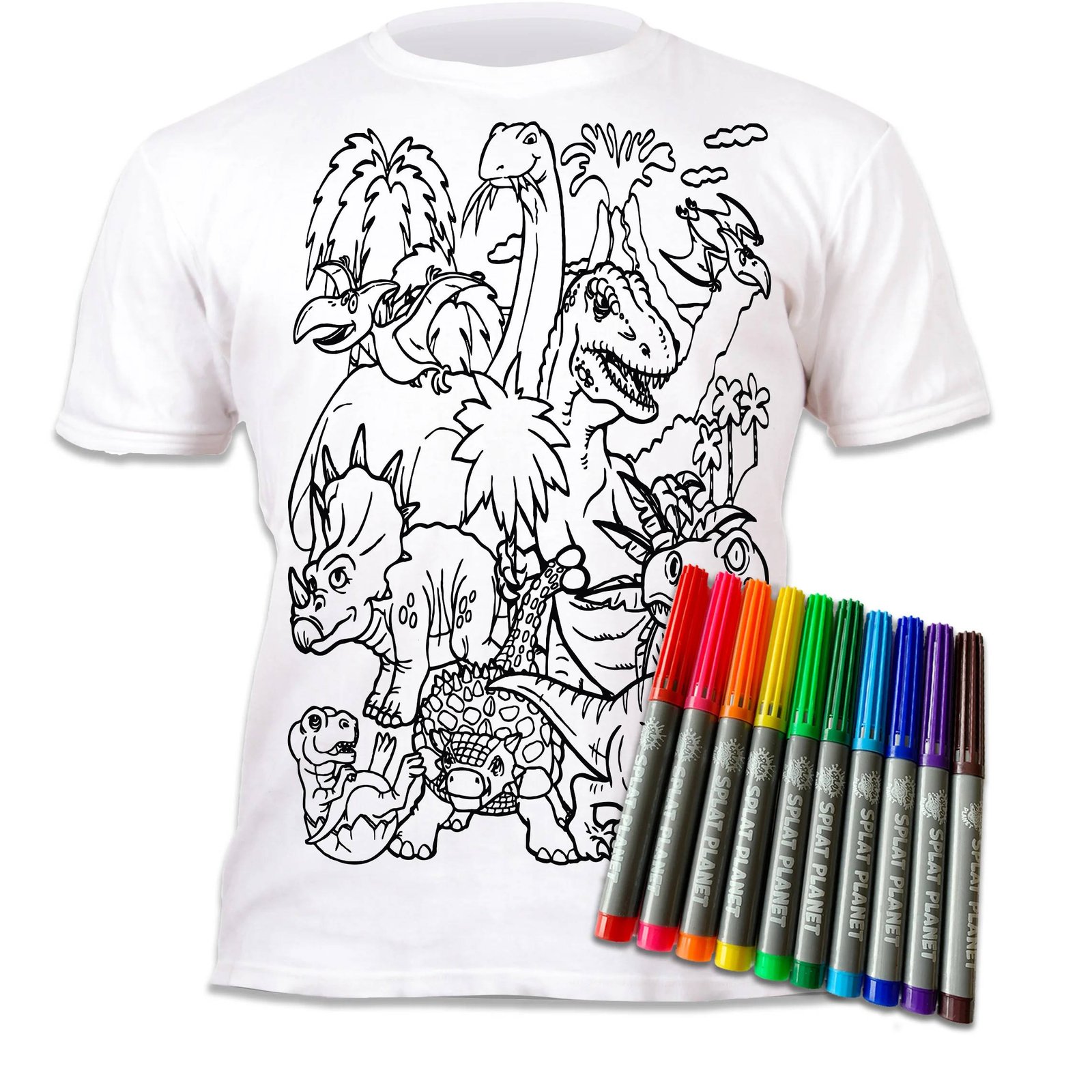 Splat Planet Πλενόμενο T-Shirt Ζωγραφικής "Dinosaurs" με Μαρκαδόρους (7-8 Ετών)