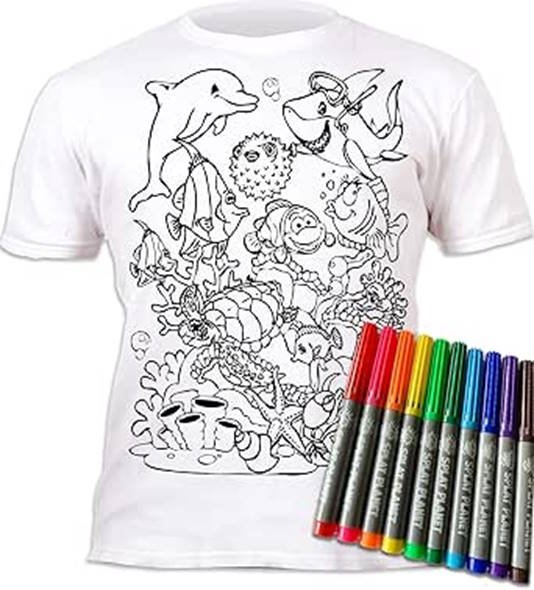 Splat Planet Πλενόμενο T-Shirt Ζωγραφικής "Sea life" με Μαρκαδόρους (3-4 Ετών)