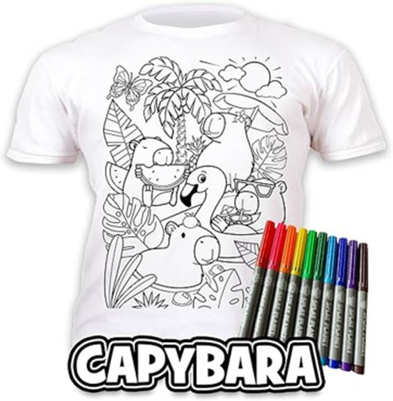 Splat Planet Πλενόμενο T-Shirt Ζωγραφικής "Capybara" με Μαρκαδόρους (3-4 Ετών)