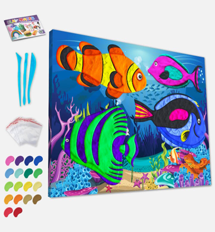 Splat Planet Σετ "Ζωγραφικής" με Πηλό "Sea Life" σε Καμβά 30x30cm