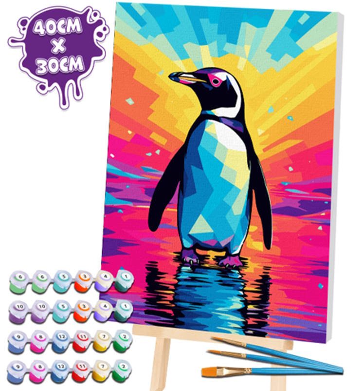 Splat Planet Σετ Ζωγραφικής με Αριθμούς "Penguin" σε Καμβά με Τελάρο 30x40cm