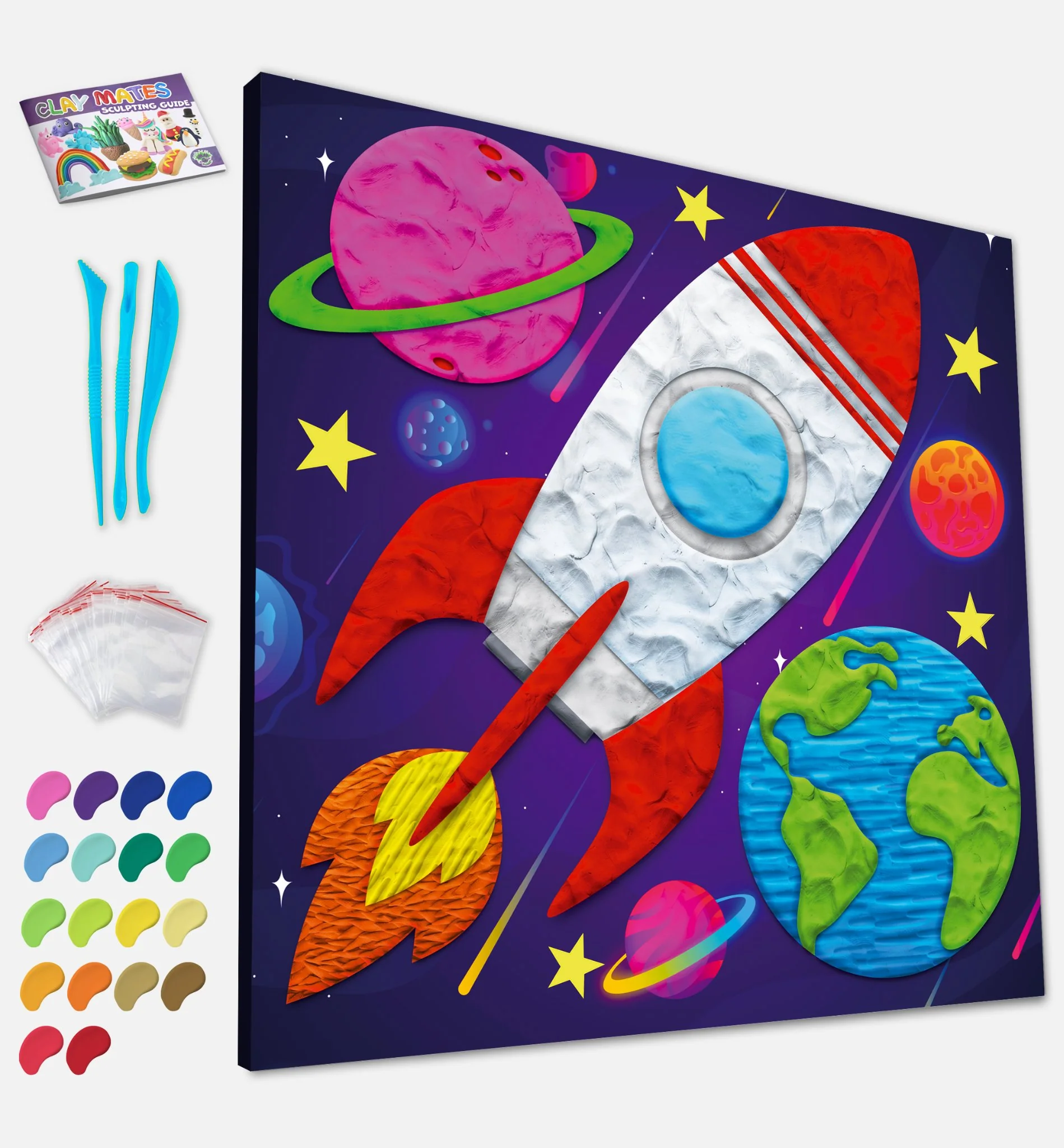 Splat Planet Σετ "Ζωγραφικής" με Πηλό "Space" σε Καμβά 30x30cm