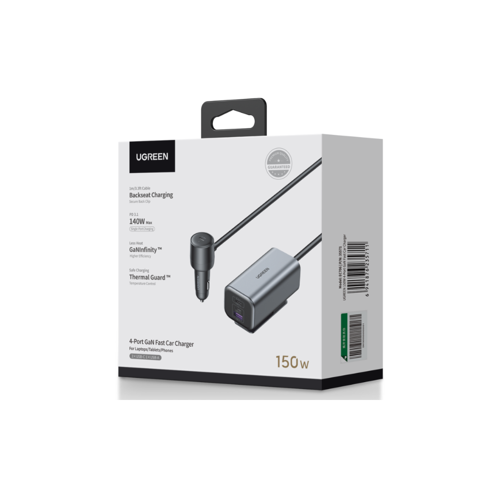 Φορτιστής Αυτοκινήτου GaN PD 150W UGREEN EC706 35571 4 Θέσεων Γκρί - Image 3