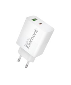 Φορτιστής Σπιτιού GaN PD 30W Element CH-200 2 Θέσεων Λευκό